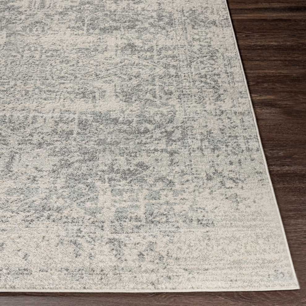 Harput Traditional Black and Light Gray Area Rug, 7'10"x10'3"