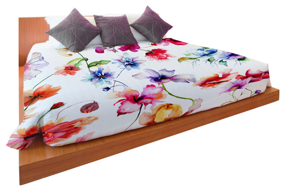 Belles Filles Watercolor, Multi Lightweight King Duvet Cover