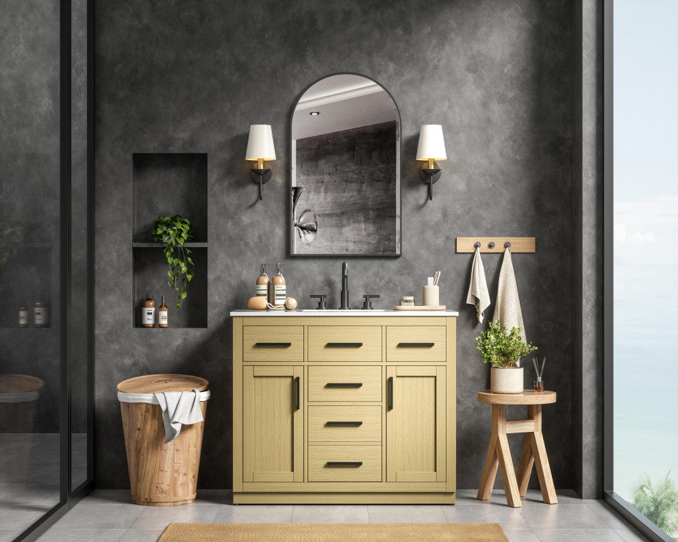 Home Living 42" Single Bathroom Vanity, Honey Brown