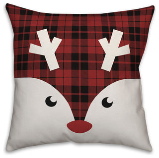 Plaid Reindeer 20"x20" Throw Pillow Cover