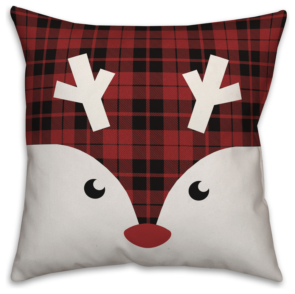 Plaid Reindeer 20"x20" Throw Pillow Cover