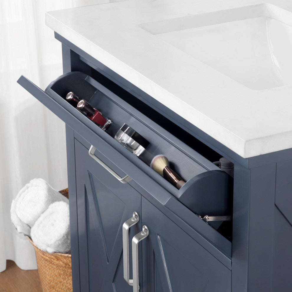 Ove Decors Ollie 30" Single Sink Vanity, Midnight Blue With Hardware