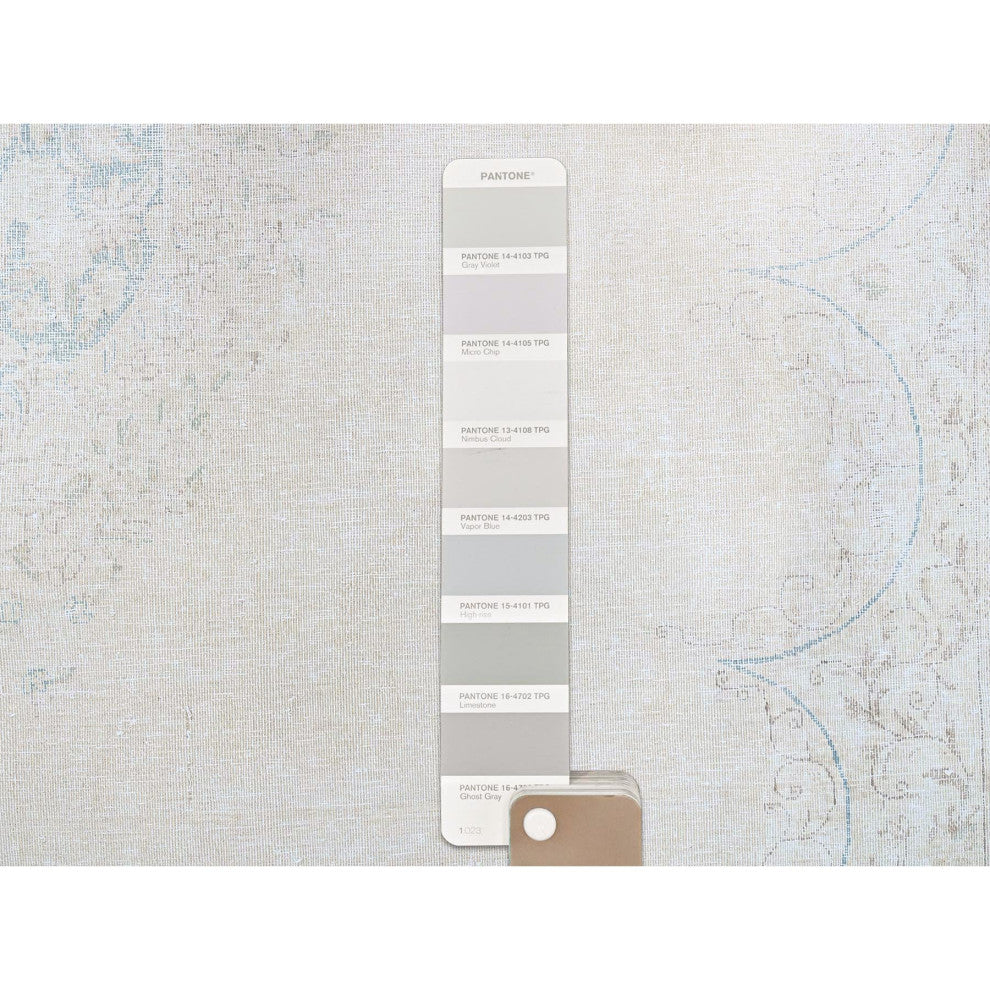 Spring White, Pure Wool, Hand Knotted, Vintage Persian Kerman Rug, 9'4"x12'3"
