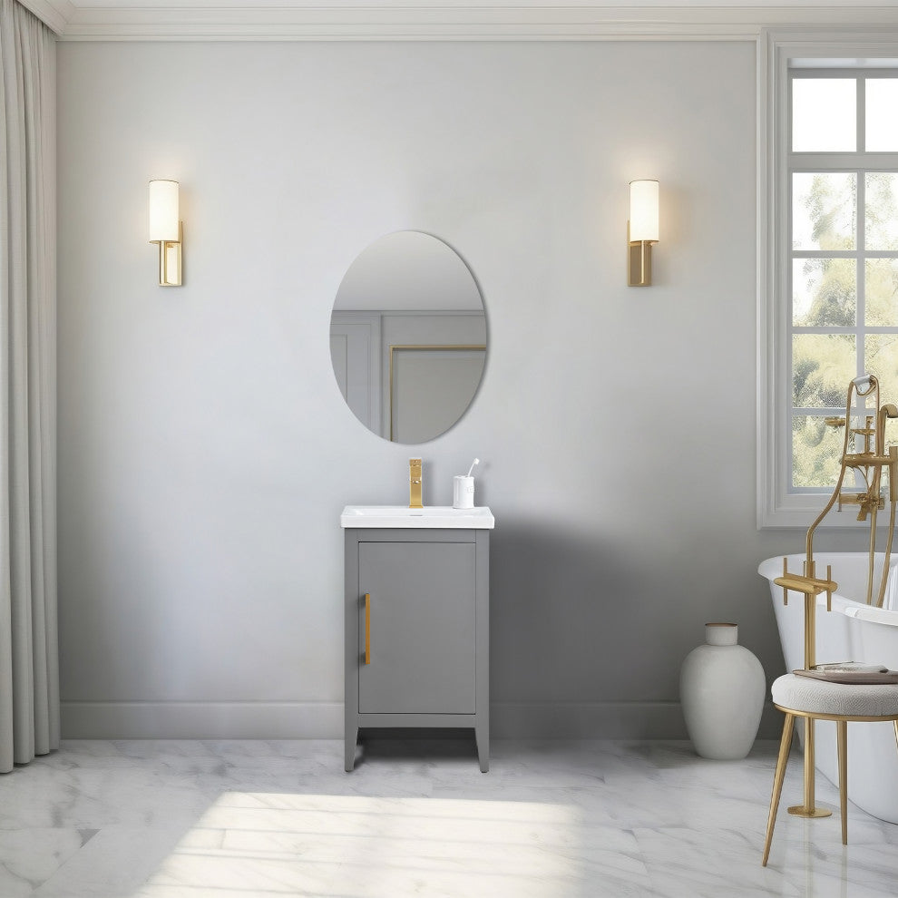 Vanity Art Bathroom Vanity With Sink, Cashmere Gray, 20", Single Sink, Golden Brushed