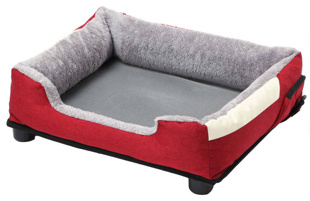 Pet Life "Dream" Electronic Heating and Cooling Pet Bed, Burgundy Red, Large