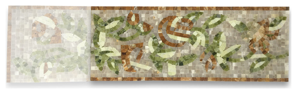 Marble Mosaic Border Listello Tile Foglia Onyx 7.9x19.7 Polished, 1 piece
