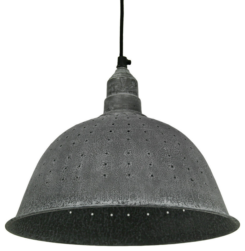 Colander Pendant Light, Weathered Zinc