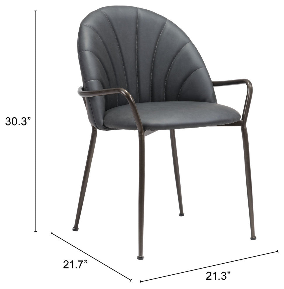 Dining Chair, Set of 2, Faux Vinyl Leather, Steel, Gray, Brown, Cafe