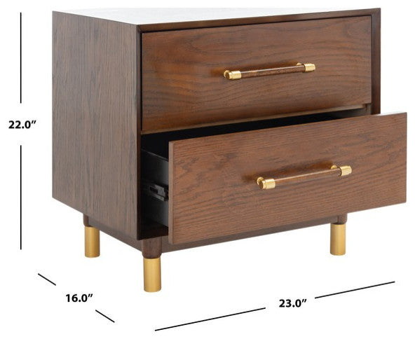 Safavieh Justice 2 Drawer Nightstand Walnut