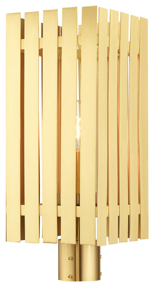 Livex Lighting Greenwich 1 Light Satin Brass Large Outdoor Post Top Lantern