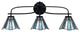 Cavella 3 Light Bath Bar, Matte Black Finish, 7" Sea Ice Art Glass