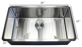 30" 16 Gauge Undermount Single Bowl Stainless Steel Sink Package
