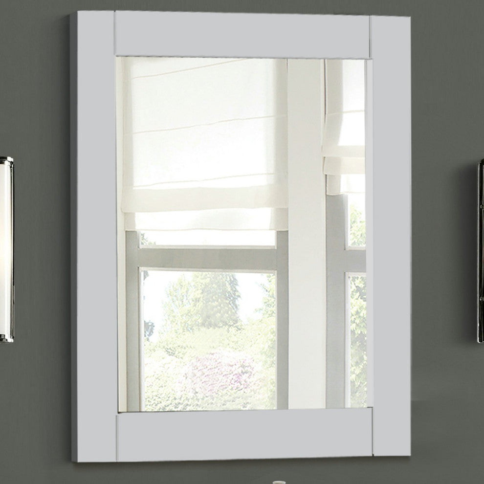 28" Wood Frame Mirror, White