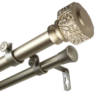 Lucinda 1" Double Curtain Rod, Light Gold, 48-84"