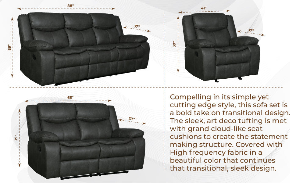 Arlington Leather Air Reclining Loveseat Gray