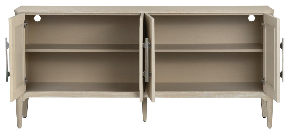 Four Door Media Credenza Sideboard, White