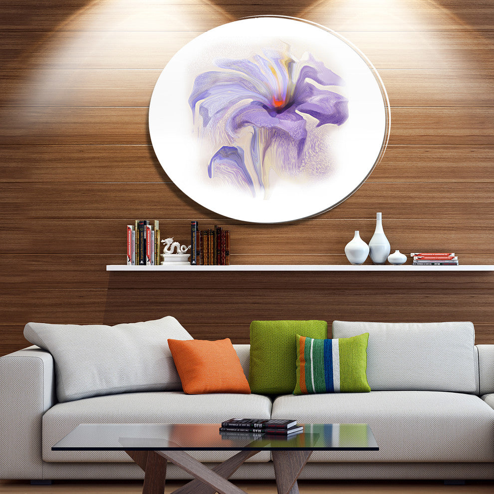 Purple Flower Watercolor Illustration, Animal Round Wall Art, 36"