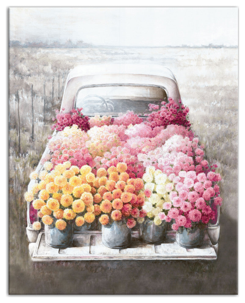 Flower Farm Truck 16x20 Canvas Wall Art