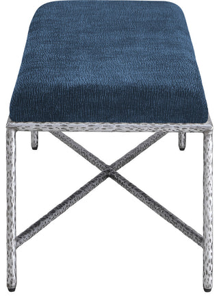Valley Upholstered Bench, Navy, 54" W x 18" D, Silver, Chenille Fabric