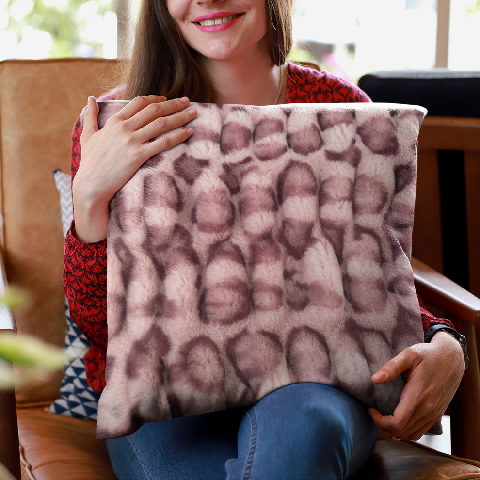 Plutus Pink Leopard Faux Fur Luxury Throw Pillow, Pink, 24" x 24"