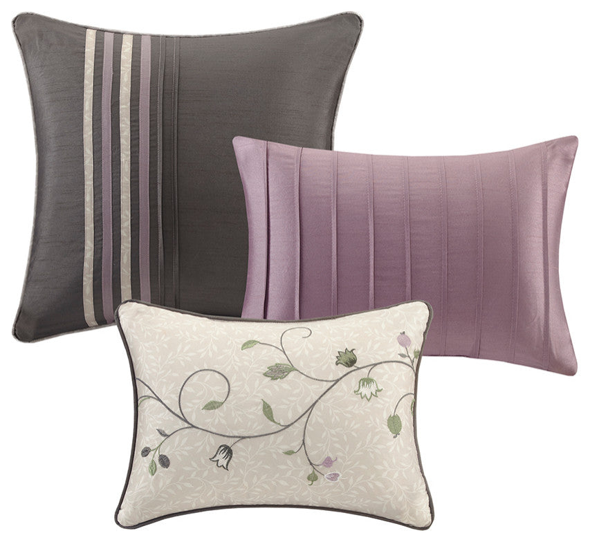 Madison Park Serene Embroidered 7 Piece Comforter Set, Purple