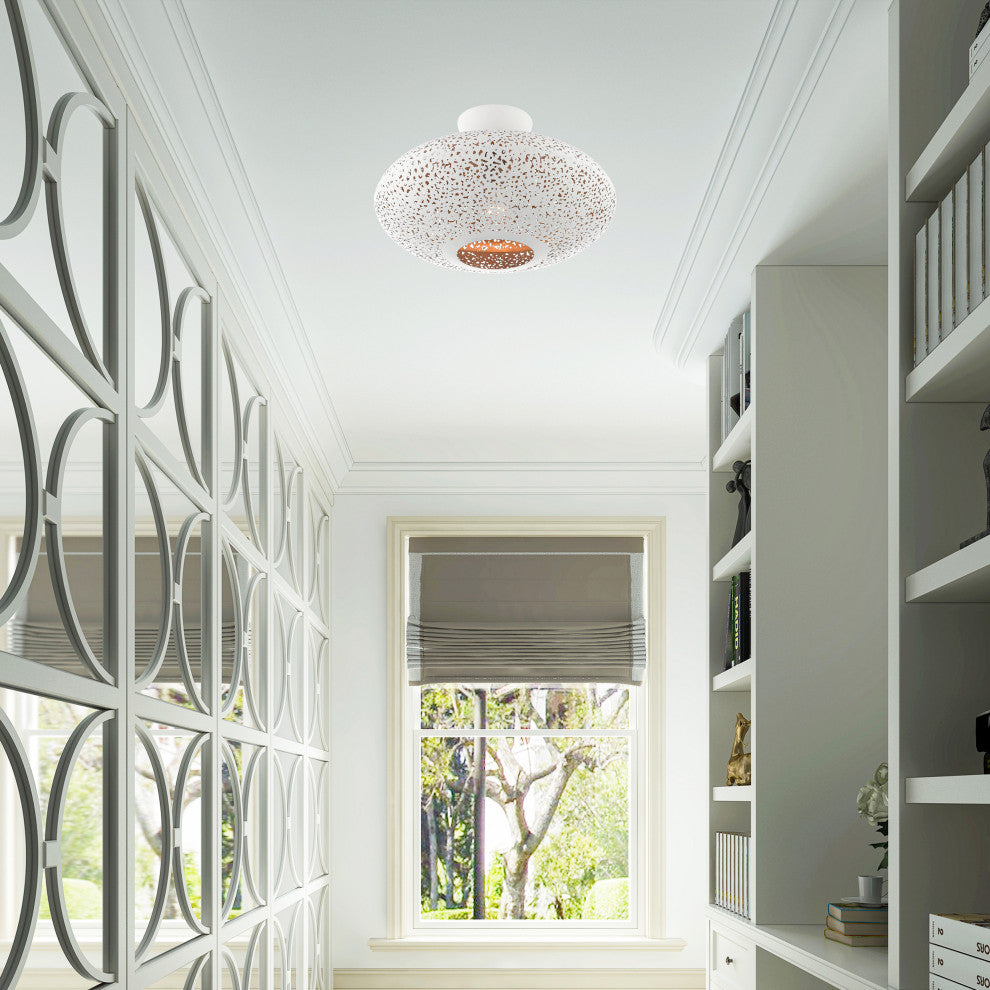 Livex Lighting Charlton 1 Light White With Brushed Nickel Accents Semi-Flush