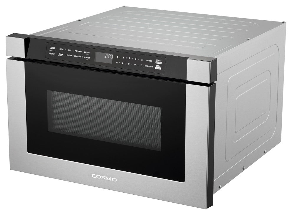 Cosmo 24" 1.2 Cubic Ft Built-in Microwave Drawer, Stainless Steel