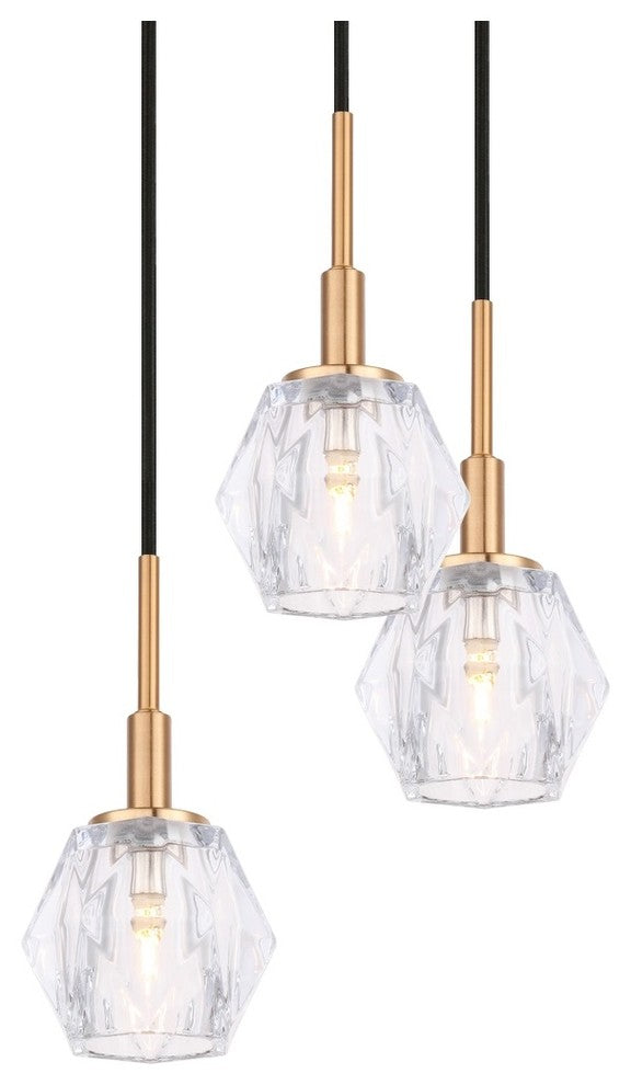 Woodbridge Lighting Jewel LED, Hexagonal Crystal, 5-Light Cluster Pendant