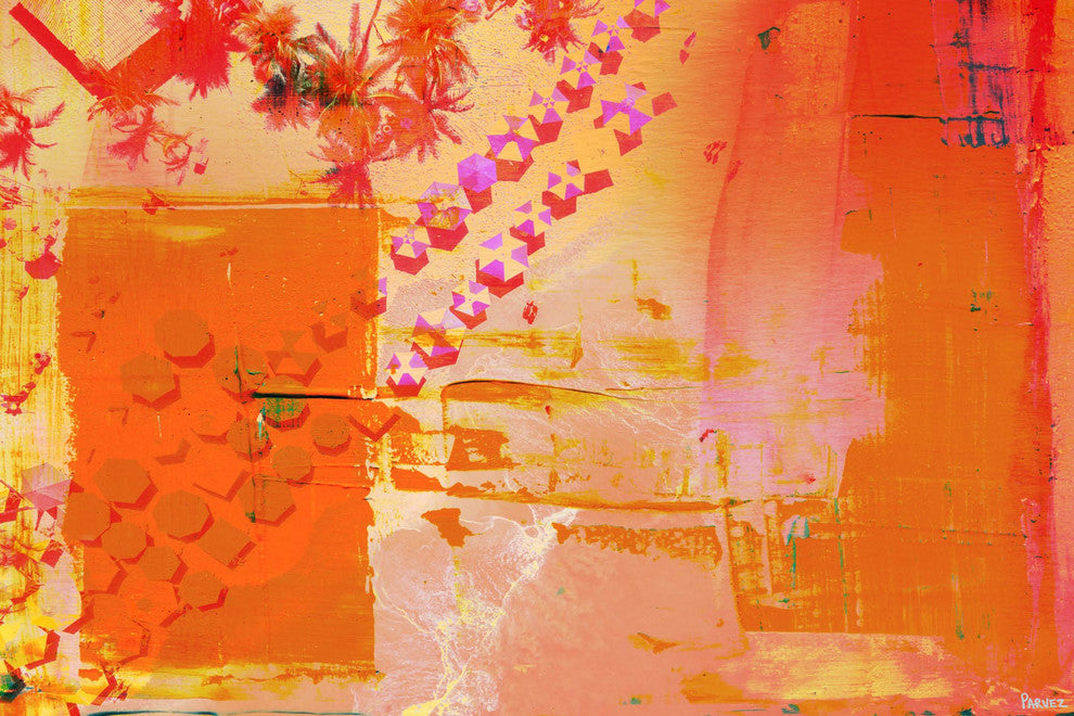 "Orange Glow" Painting Print on Wrapped Canvas, 18"x12"