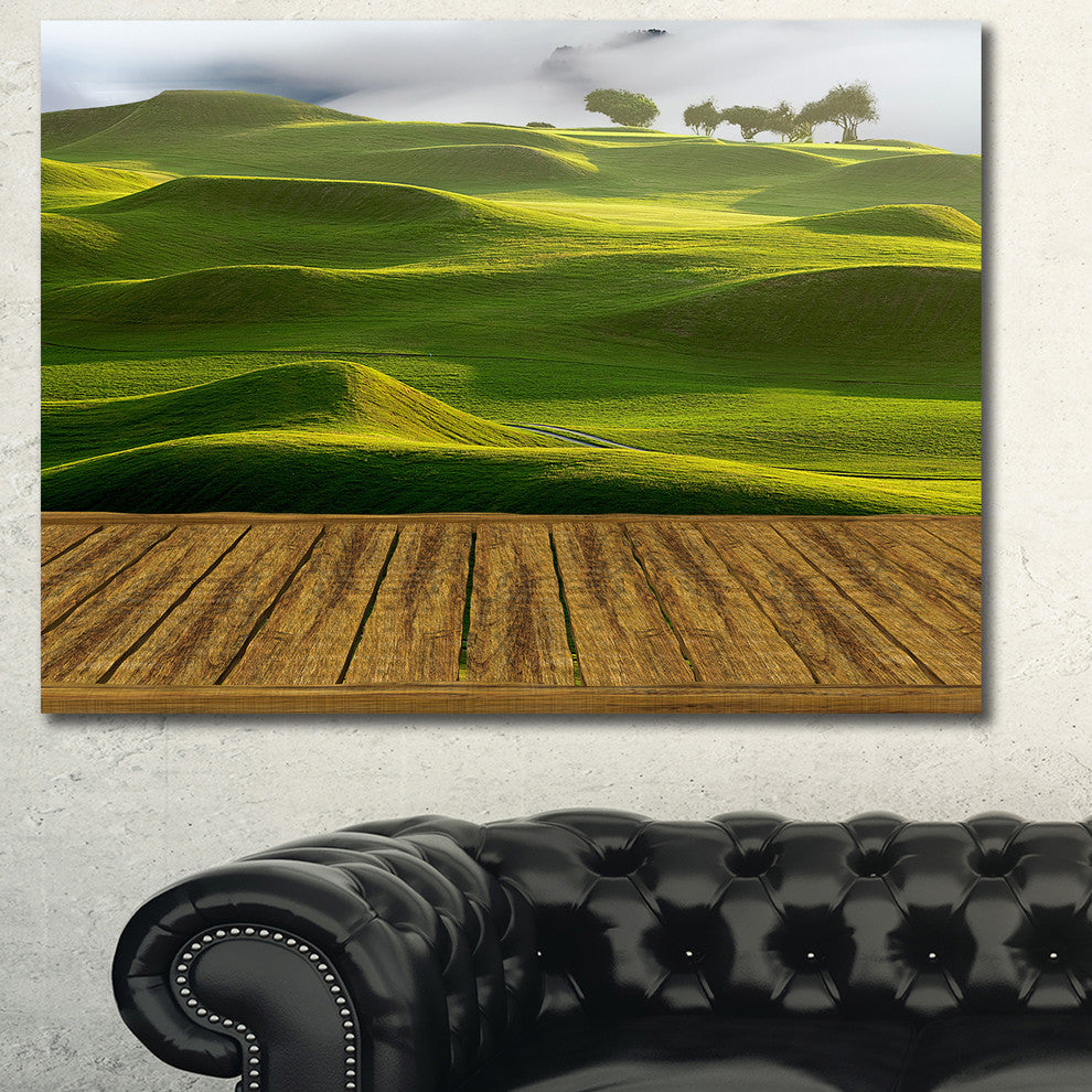 Golf Course with Wooden Path, Landscape Canvas Art Print, 40"x30"