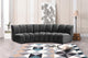 Infinity Channel Tufted Velvet Modular Chair, Gray, 3 Piece