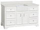 Zelda 60" Bathroom Vanity, White, Quartz, Single