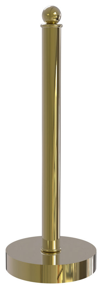 Contemporary Counter Top Kitchen Paper Towel Holder, Unlacquered Brass
