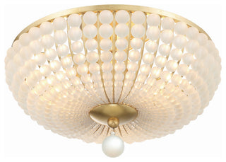 Bella 3-Light Antique Gold Ceiling Mount, Frosted Glass Beads
