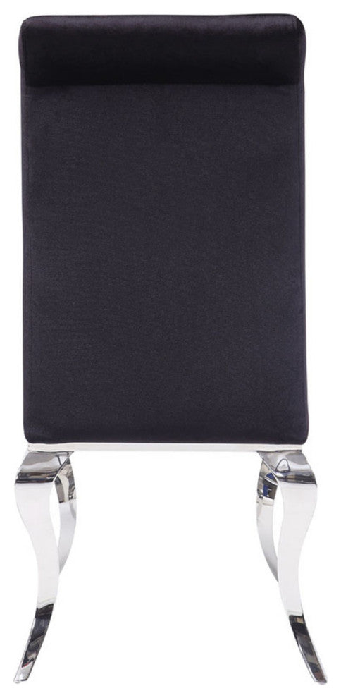 Set of 2 Upholstered Side Chair, Black/Chrome Finish