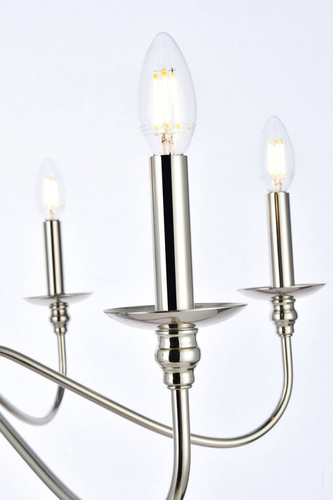 Transitional Polished Nickel 6-Light Chandelier