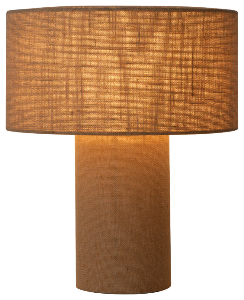 Moonlight Table Lamp - Woven Burlap Shade, Dimmer Switch