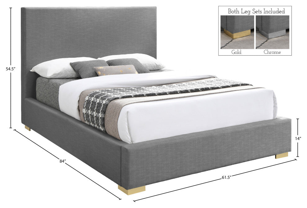 Crosby Linen Upholstered Bed, Gray, Full
