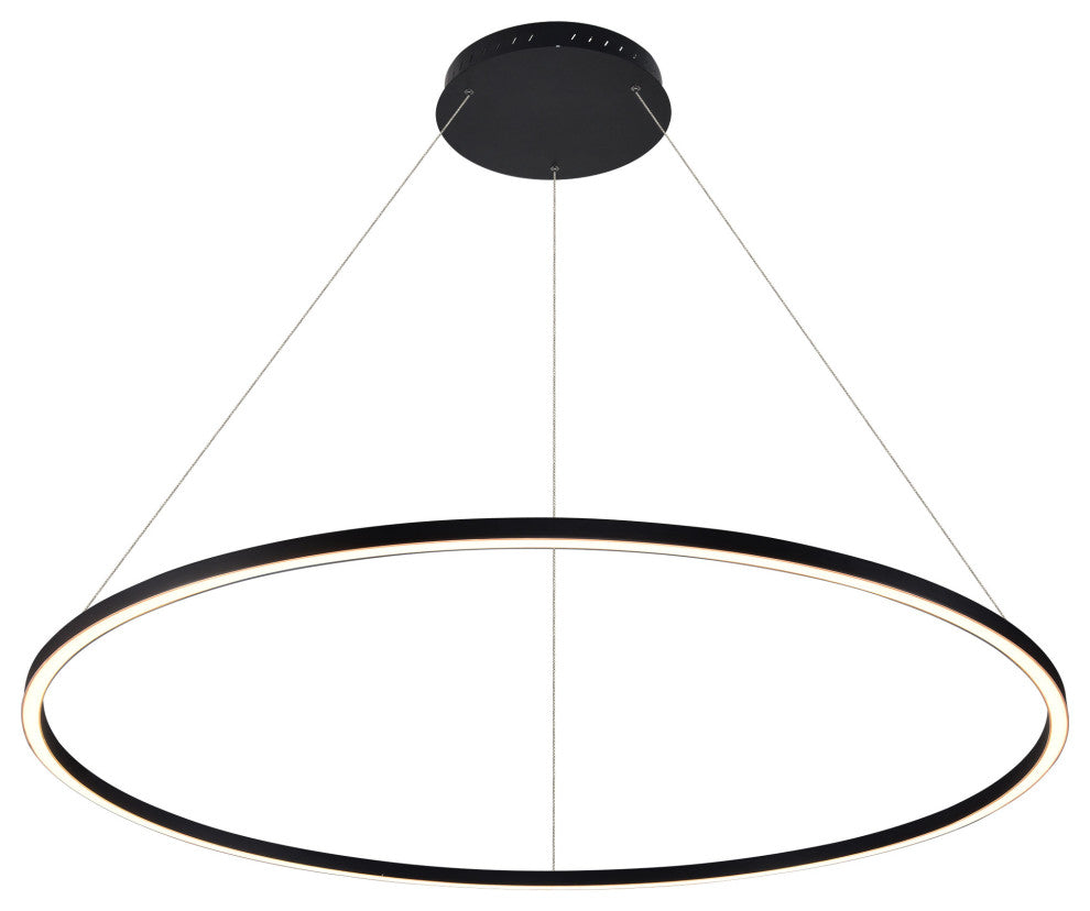 51" Tania LED Circular Chandelier, Adjustable Suspension Fixture, Black