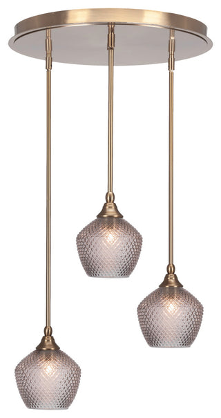 Empire 3-Light Cluster Pendalier, New Age Brass/Smoke Textured