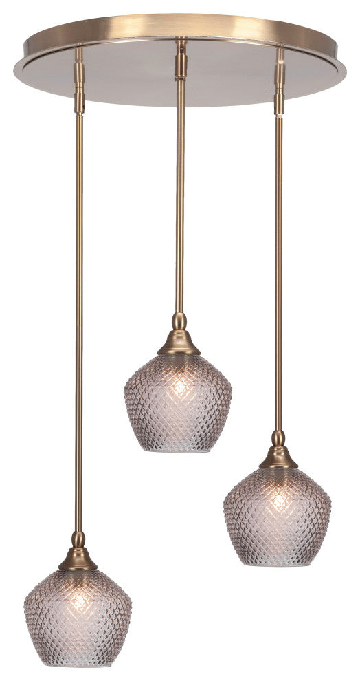 Empire 3-Light Cluster Pendalier, New Age Brass/Smoke Textured