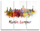 "Kuala Lumpur Skyline" Glossy Metal Wall Art, 3 Panels, 36"x28"
