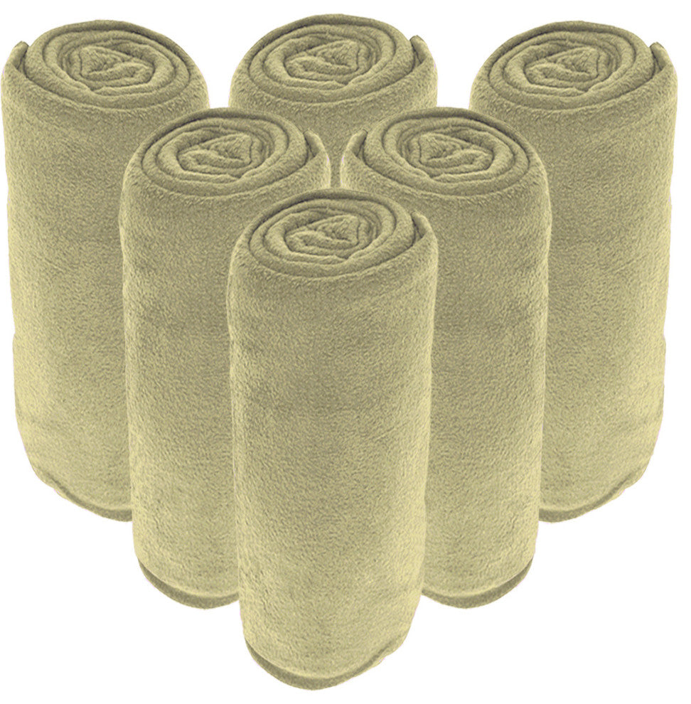Bare Home Bulk Microplush Blankets, Sage, Full/Queen, Set of 12