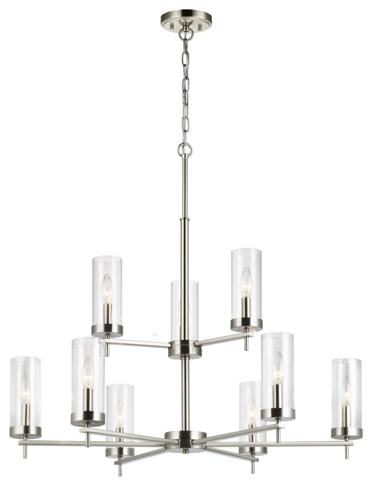 Zire 9-Light Chandelier, Brushed Nickel