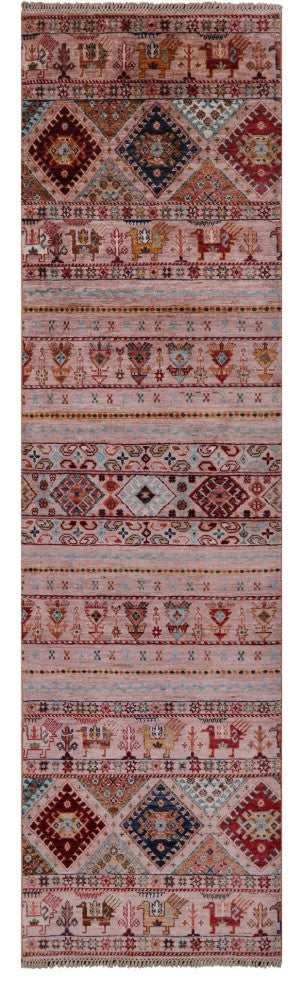 Hand Knotted Tribal Persian Gabbeh Wool Runner Rug 2' 9" X 9' 10" Q8397