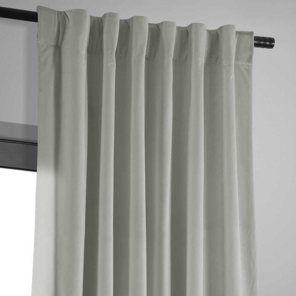 Signature Blackout Velvet Curtain Single Panel, Reflection Gray, 50"x120"