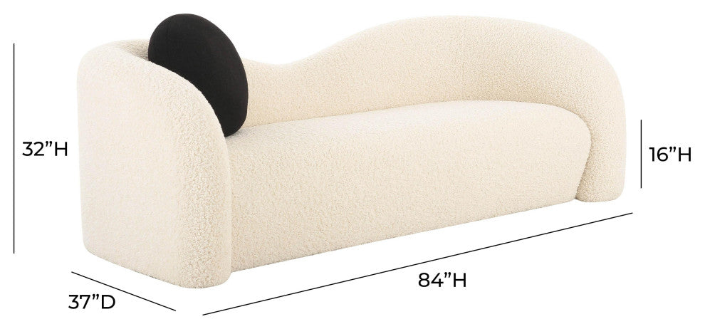 Leonie Beige Faux Shearling 84" Sofa Beige