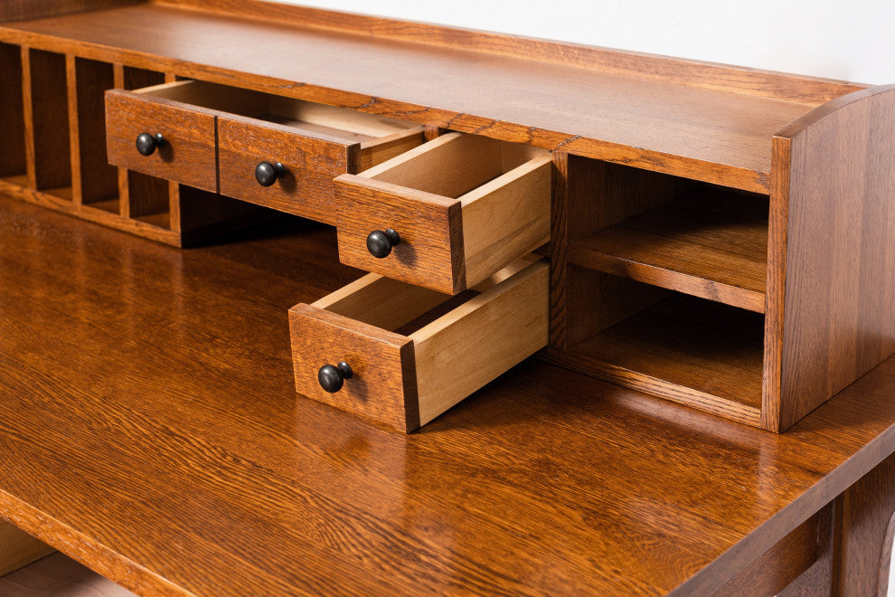 Mission Quarter Sawn Oak Desk With 2 Drawers and Storage