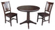 36" Round Extension Dining Table With 2 San Remo Chairs