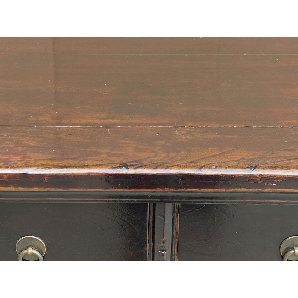 Vintage Chinese Dark Brown Drawers Side Table Credenza Vanity Cabinet Hcs7798